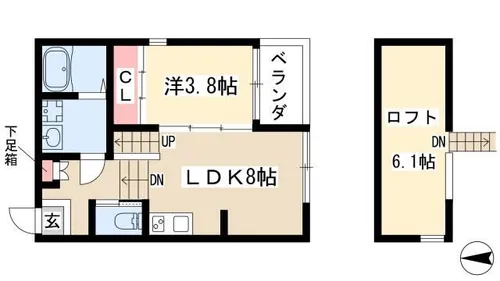 ハーモニーテラス元八事【2階】の間取り