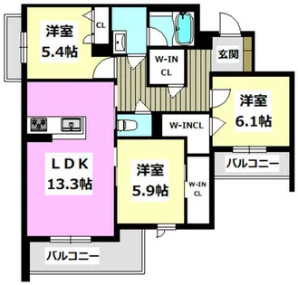 グランファミール箕面小野原【301号室】の間取り