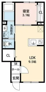 ラフィネ岡崎【1B号室】の間取り