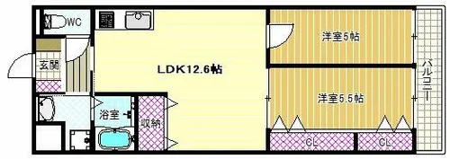 ステラウッド古室【2階】の間取り