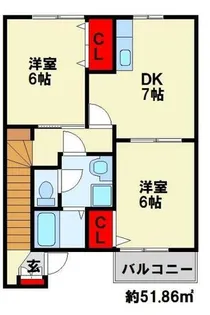 クレール上津役【201号室】の間取り