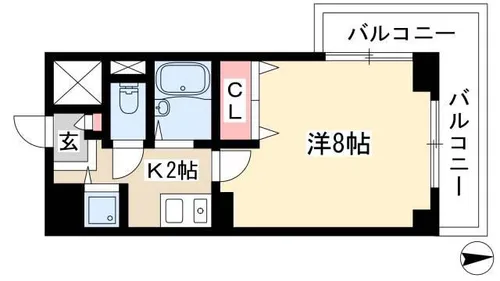 LUMINOUS TSURUMAKOEN(旧エルスタンザ鶴舞公園)【807号室】の間取り