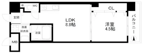 Warm天下茶屋【2階】の間取り