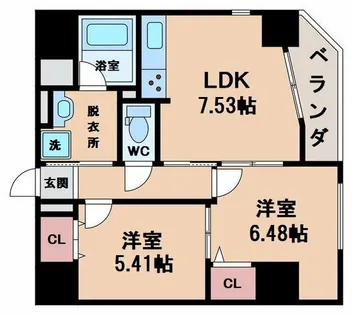 レジデンスJUKO天王寺【6階】の間取り