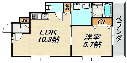 GLAハート長田【1階】の間取り