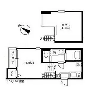 ハーモニーテラス八田【201号室】の間取り