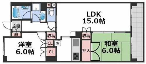 エル・セレーノ上本町レジデンス【14階】の間取り