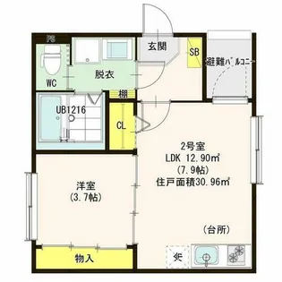 ハーモニーテラス松葉町Ⅳ【2階】の間取り