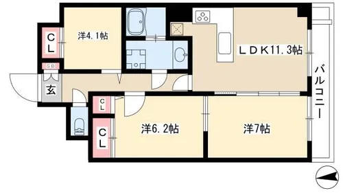 G+HONMACHI【1階】の間取り