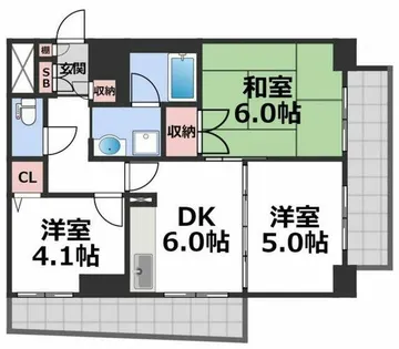 第一玉造マンション【5階】の間取り