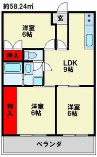 シティフォレスト海老津【304号室】の間取り
