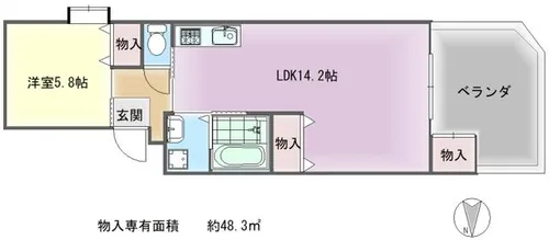 ウイング東山【1階】の間取り