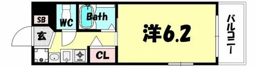 エステムコート神戸ハーバーランド前3コスタリティ【2階】の間取り