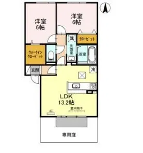 グランレーヴ壱番館【1階】の間取り