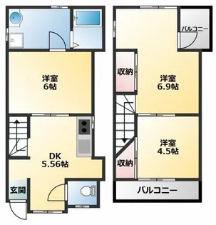 大阪府八尾市福万寺町南4丁目【一戸建】の間取り