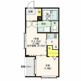 フェリーチェ長筬【1階】の間取り