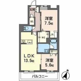 オカバ姫路岡町シャーメゾン【2階】の間取り