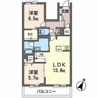 オカバ姫路岡町シャーメゾン【2階】の間取り