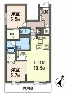 オカバ姫路岡町シャーメゾン【1階】の間取り
