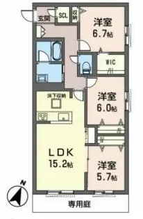 オカバ姫路岡町シャーメゾン【1階】の間取り