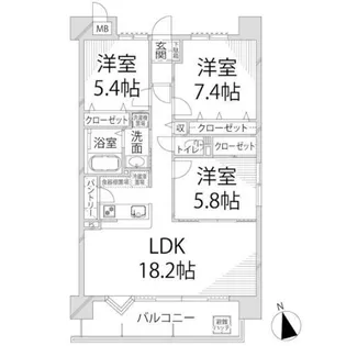 キャッスルコート田寺東【1階】の間取り