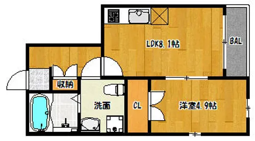 ヴォラーレ姪浜【105号室】の間取り