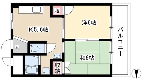 荒中マンション【4階】の間取り