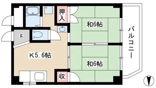 荒中マンション【2階】の間取り