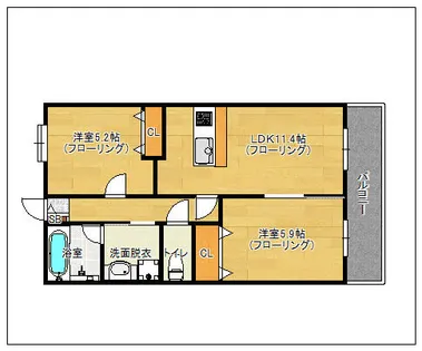 ブリアール矢部与【303号室】の間取り