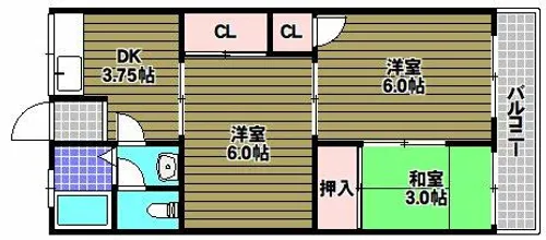 錦ハイツ【2階】の間取り