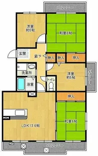 鹿の子台北ハイツ【14-101号室】の間取り