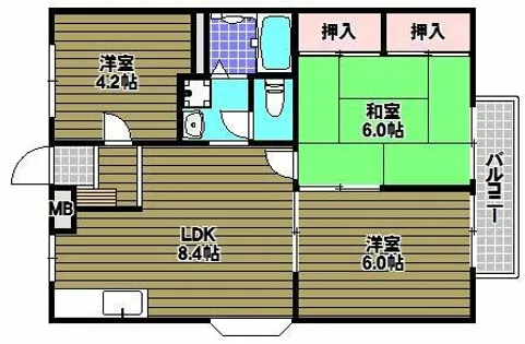 エステートピア楠【1階】の間取り