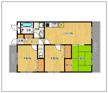 シャトレ天拝【407号室】の間取り