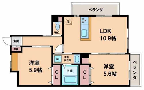 アプリコット長居【1階】の間取り