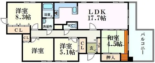 リブレ北新在家【5階】の間取り