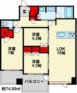 グランドメゾンガーデンシティ小倉【2003号室】の間取り