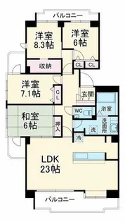 ジオ緑地公園6番館【2階】の間取り