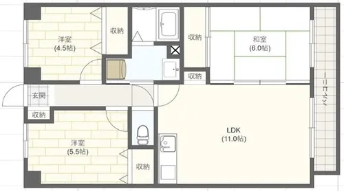 ハピネス北条【1階】の間取り