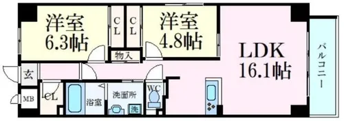 キャッスルコート土山【8階】の間取り