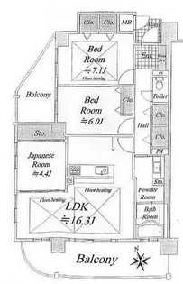 アルファステイツ三左衛門堀西の町【7階】の間取り