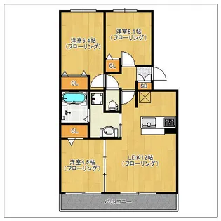 Ott’s南片江【A201号室】の間取り