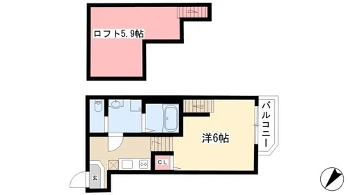 ハーモニーテラス千種【102号室】の間取り