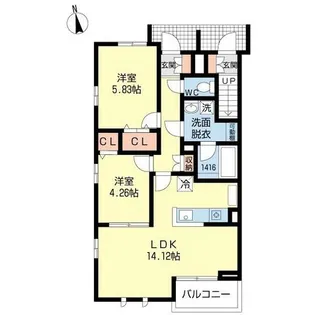 フルール野多目A棟【0103号室】の間取り