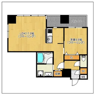ロイヤルパークス大名【702号室】の間取り