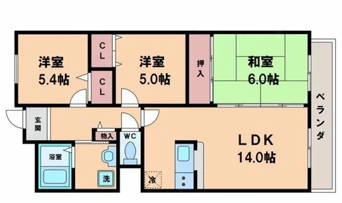 カステッロはなふさ長居【1階】の間取り