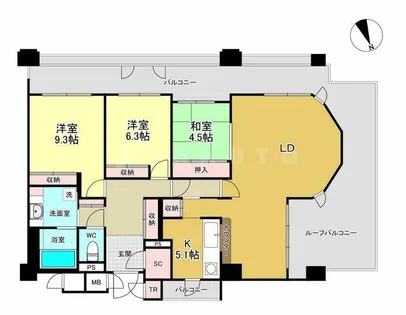 グランドメゾン万博公園南【13階】の間取り