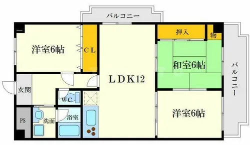 グリーンパレス千里中央B棟【1階】の間取り