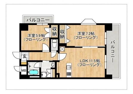 アンバーサルM【202号室】の間取り