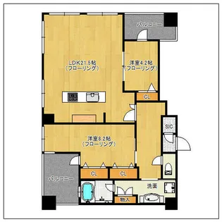 ロイヤルパークス大名【1901号室】の間取り