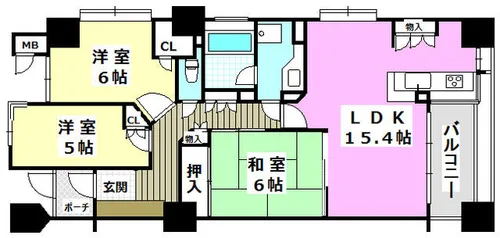 茨木シティハウス・ステーションコート【3階】の間取り